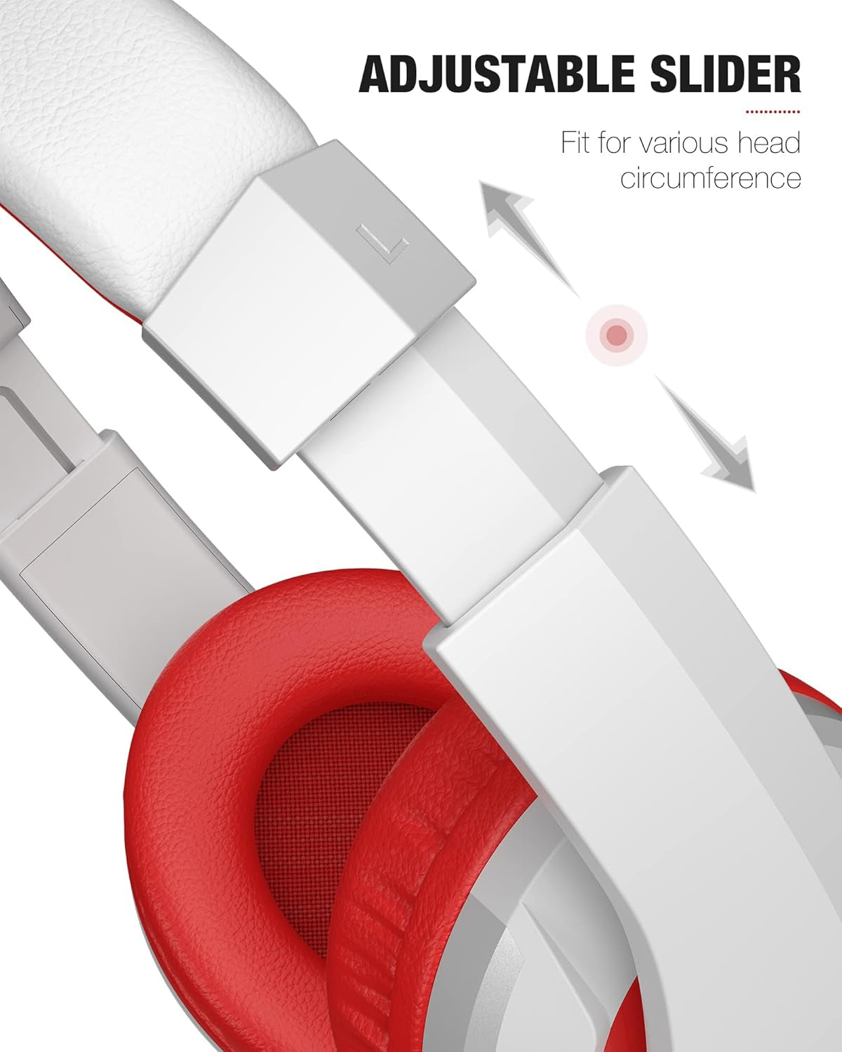 I41 Kids Headphones, Headphones for Kids Children Girls Boys Teens Foldable Adjustable on Ear Headphones with 3.5Mm Jack for Cellphones Computer MP3/4 Kindle School White/Red