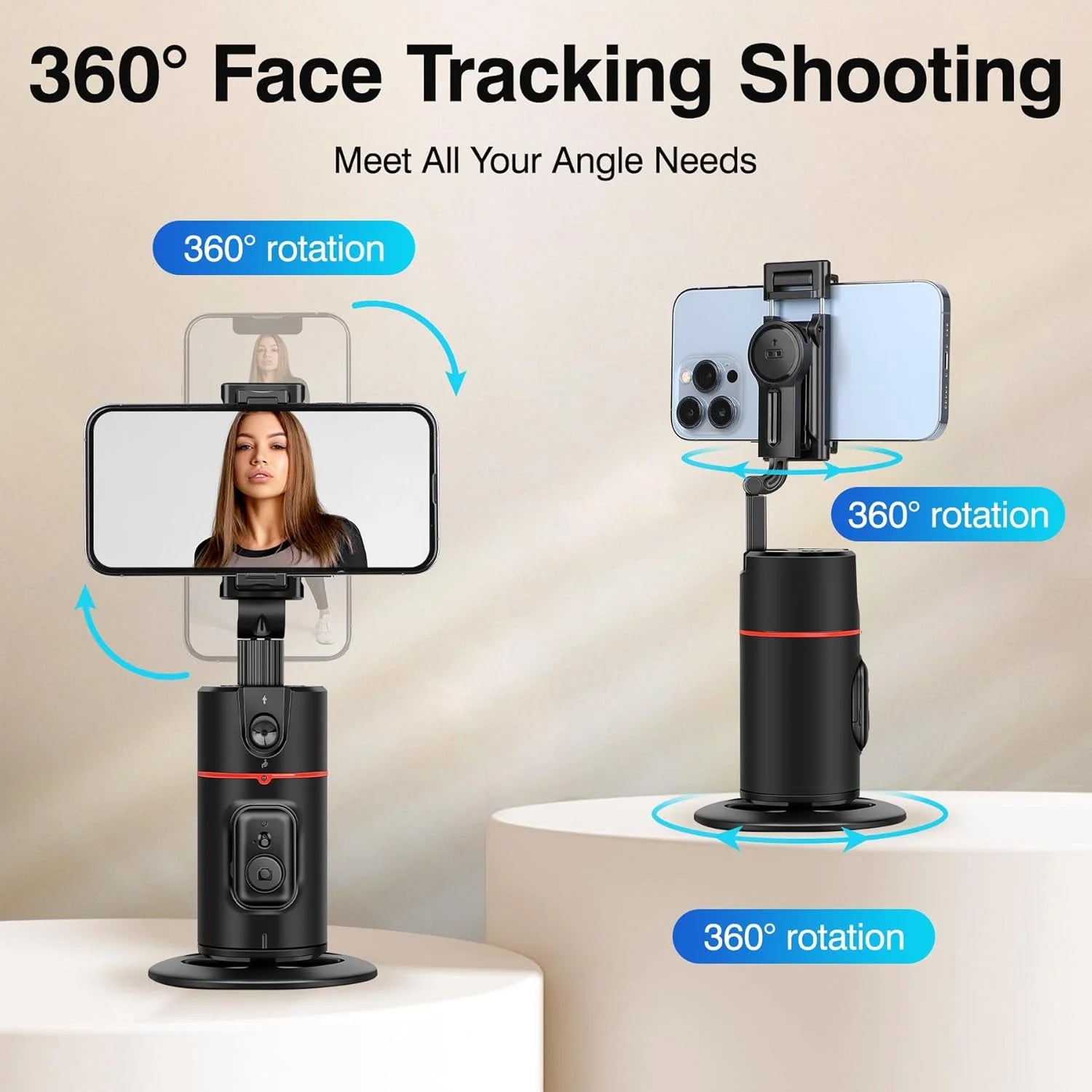 Professional Auto Face Tracking Tripod for Smartphones - 360° Rotational Selfie Stand for TikTok, Vlogging, Live Streaming, and YouTube Videos, No App Required