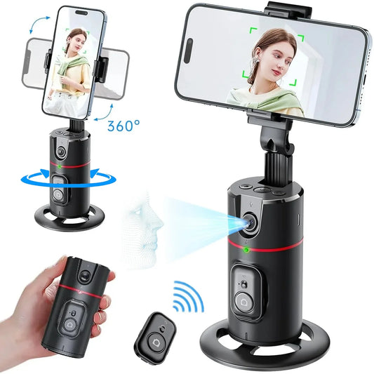 Professional Auto Face Tracking Tripod for Smartphones - 360° Rotational Selfie Stand for TikTok, Vlogging, Live Streaming, and YouTube Videos, No App Required