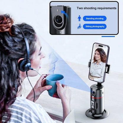 Professional Auto Face Tracking Tripod for Smartphones - 360° Rotational Selfie Stand for TikTok, Vlogging, Live Streaming, and YouTube Videos, No App Required