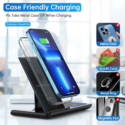 3 in 1 Wireless Charging Dock, 18W Fast Charging Station for Iphone & Android