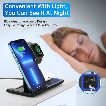 3 in 1 Wireless Charging Dock, 18W Fast Charging Station for Iphone & Android